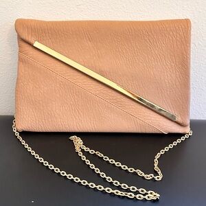 Elegant Tan Clutch with Gold Chain (20cm x 30cm)